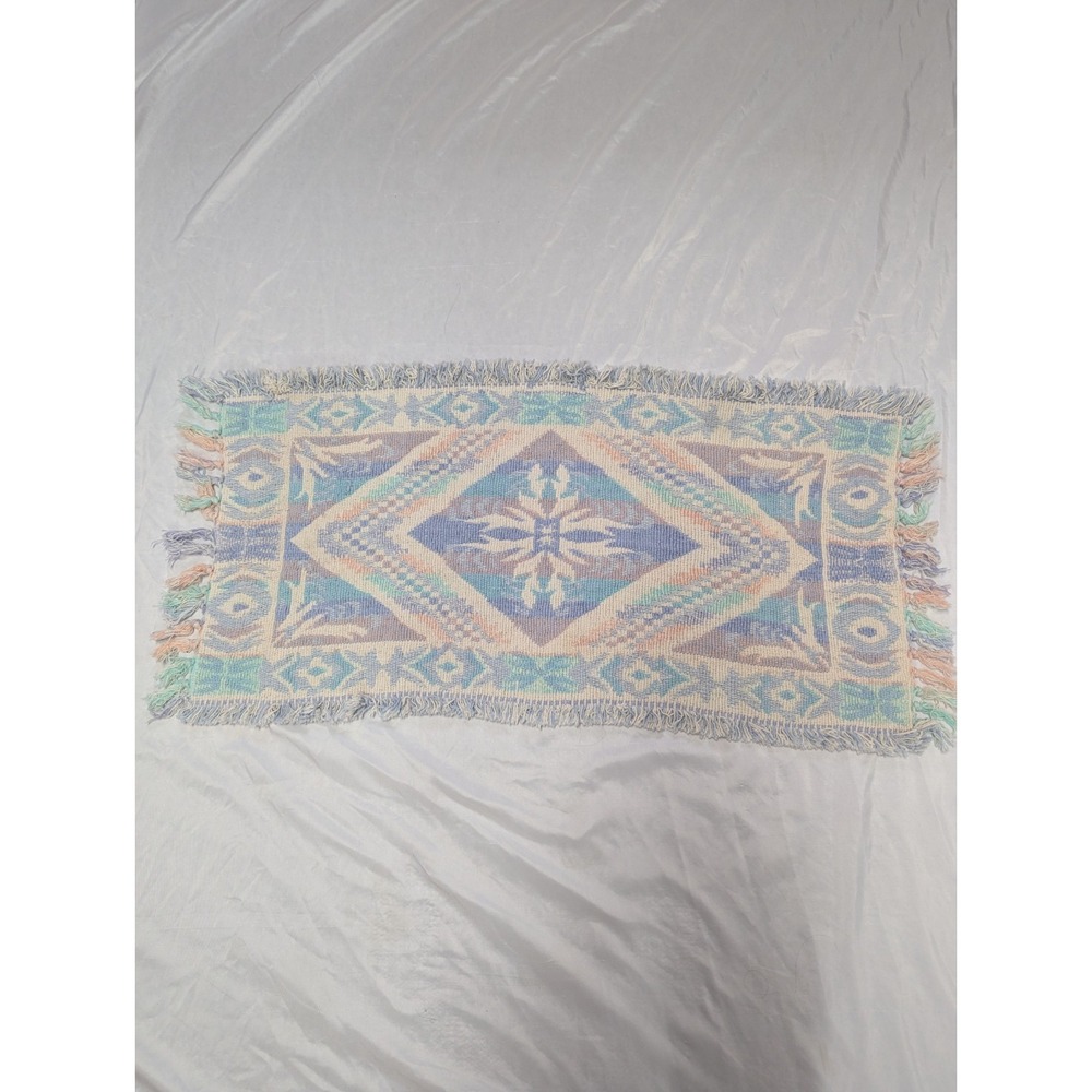 Vintage Tapestry Pastel Southwestern Boho Table Runner  16" x 33" Tassels